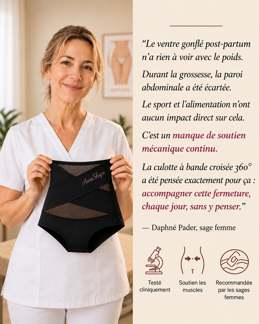 Culotte gainante post-partum à bande croisée 360°