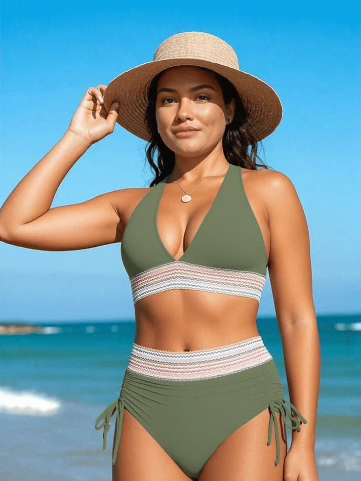 Bikini élégant taille haute gainant