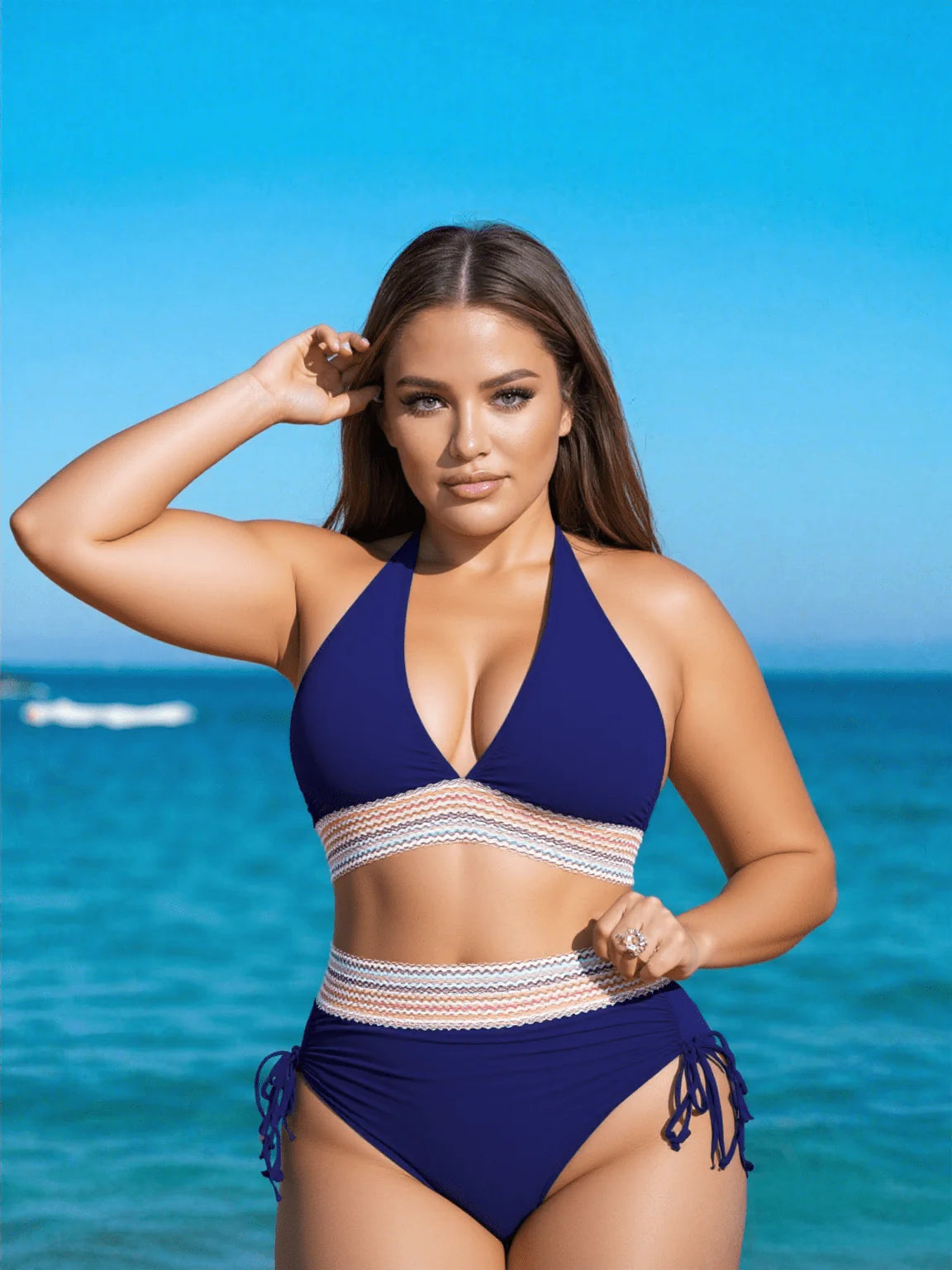 Bikini élégant taille haute gainant