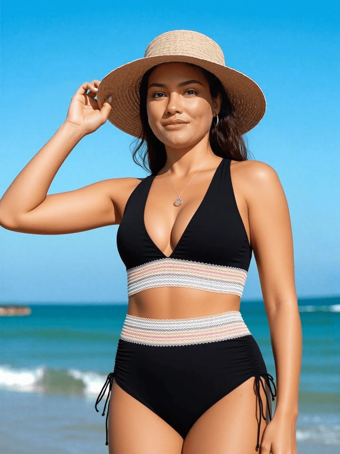Bikini élégant taille haute gainant