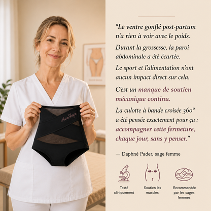 Culotte gainante post-partum à bande croisée 360°