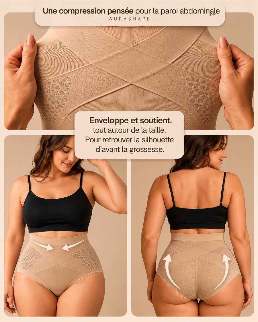 Culotte gainante post-partum à bande croisée 360°