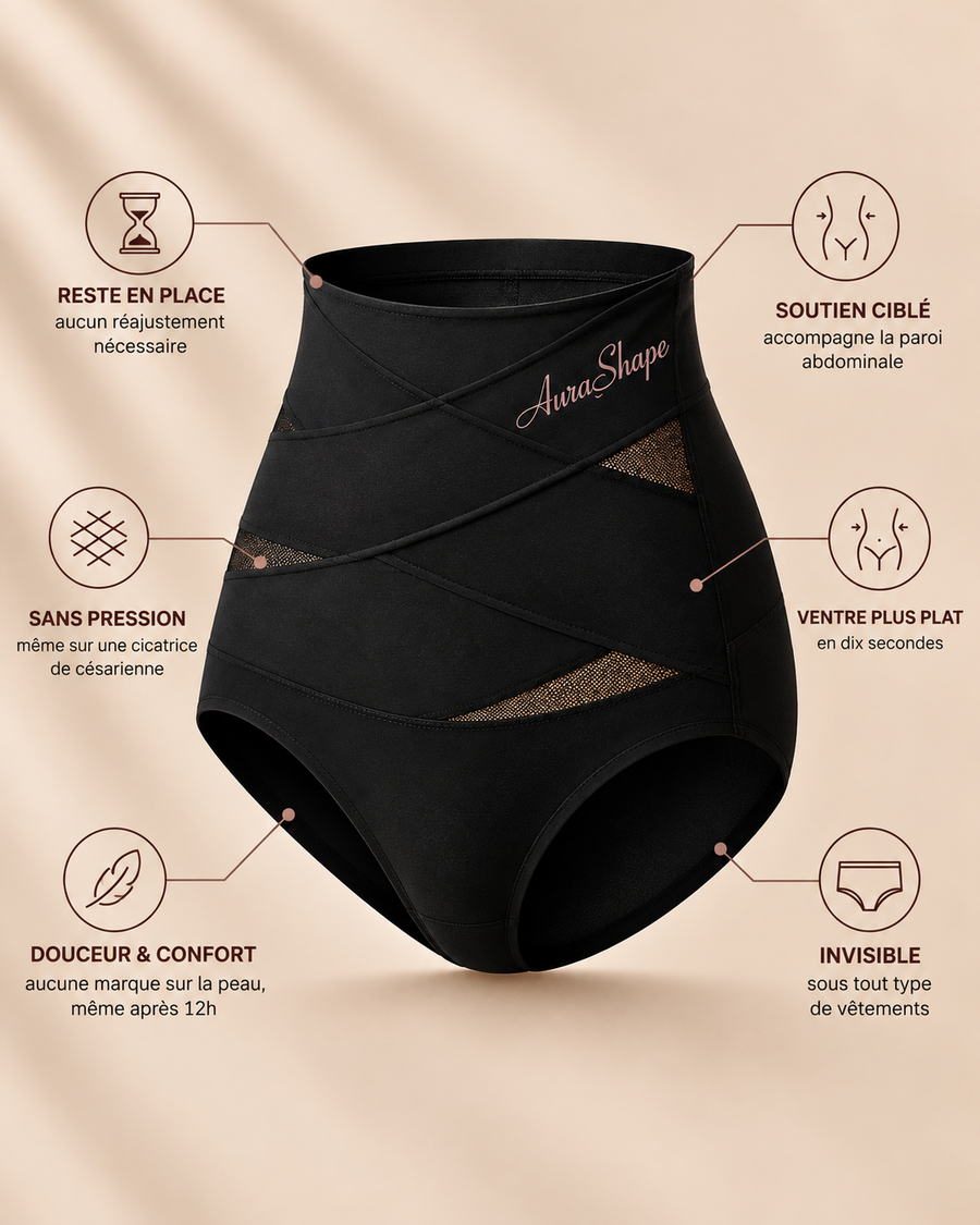 Culotte gainante post-partum à bande croisée 360°