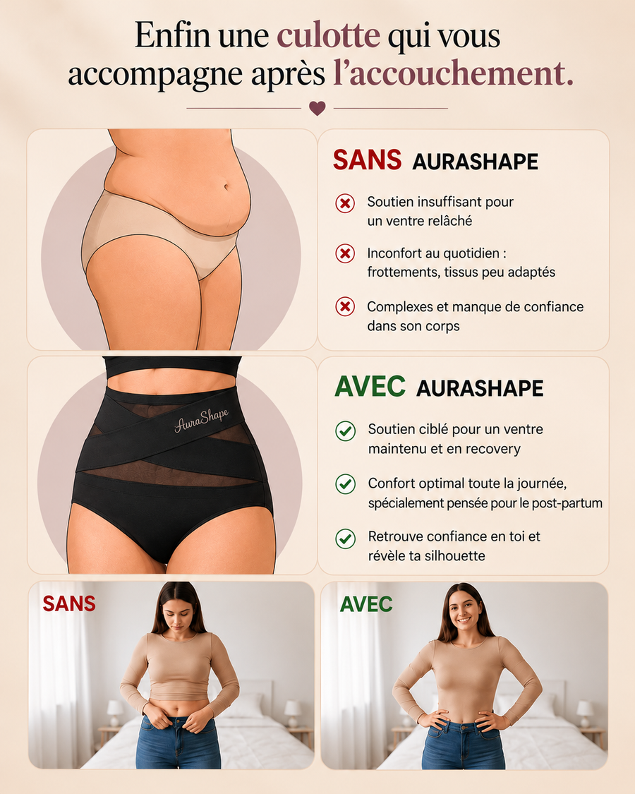 Culotte gainante post-partum à bande croisée 360°
